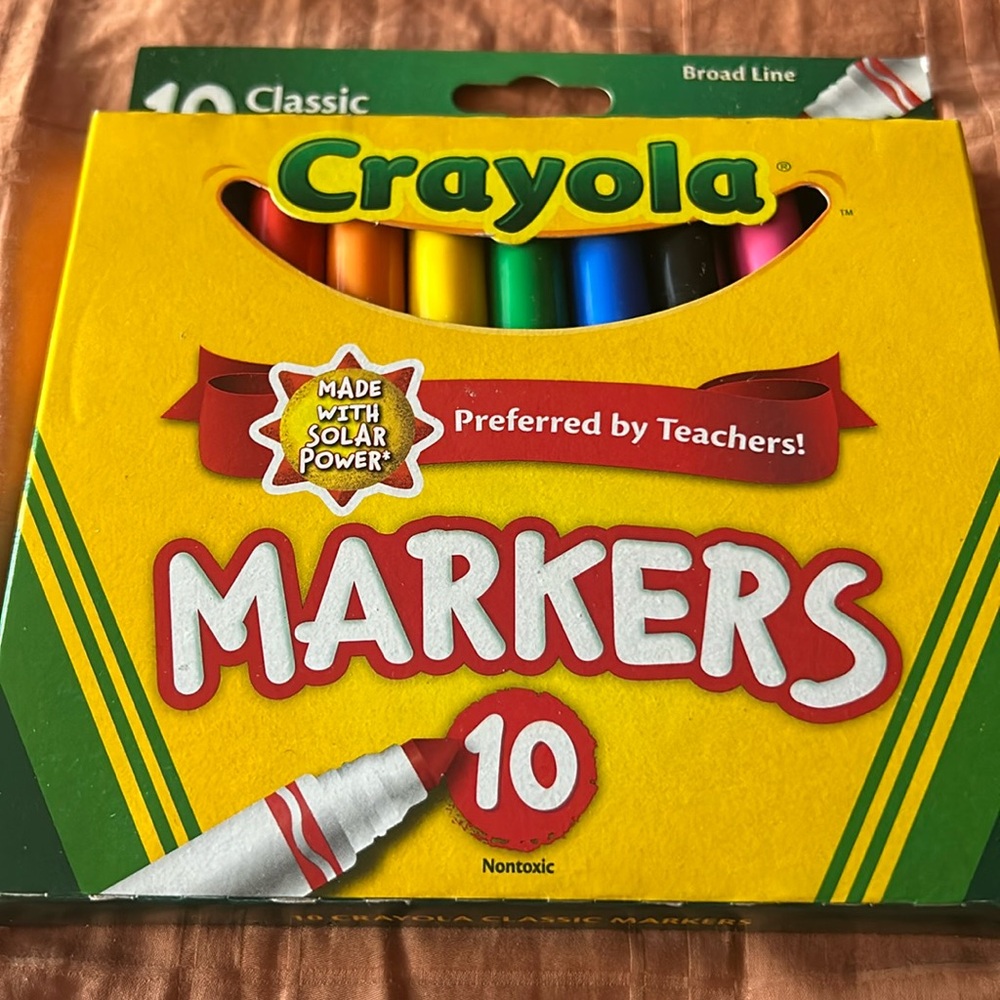 Crayola markers made from solar power preferred by teachers 10 colors new